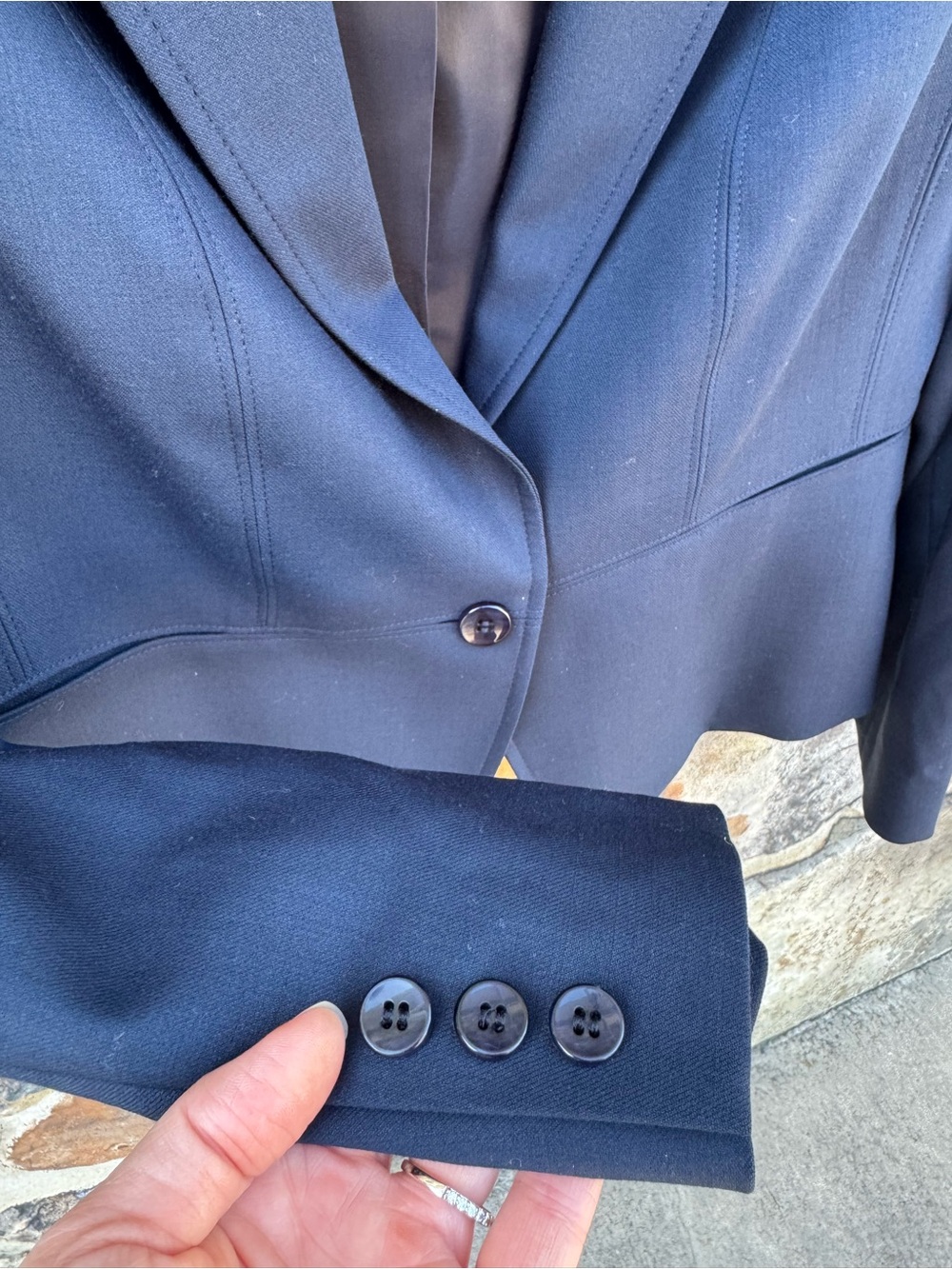 Talbots Navy Wool Single-Button Women's Blazer 6 Petite Tailored Professional - Picture 6 of 16